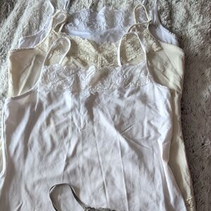 Lace Trim Camisole Set in White and Cream